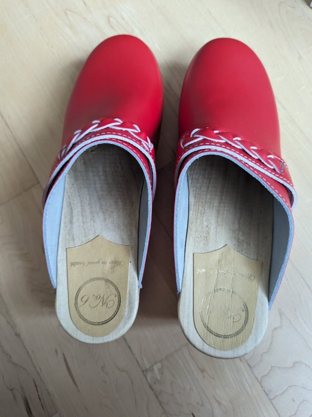 No. 6 Bridget Clog on Mid Wedge in Red - Picture 5 of 6